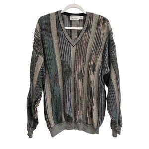 St. Croix Vintage Texture  Knit V-Neck Sweater Size L